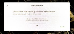 Dossier caméra Dashcam Tesla choisir et paramétrer la clé USB Disque