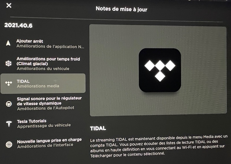 streaming musical Tidal mise à jour 2021.40.6