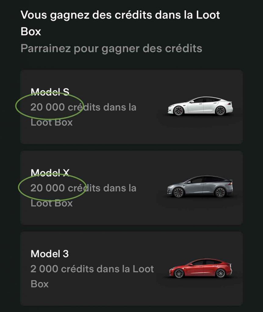 credit parrainage achat tesla Model X et Model S