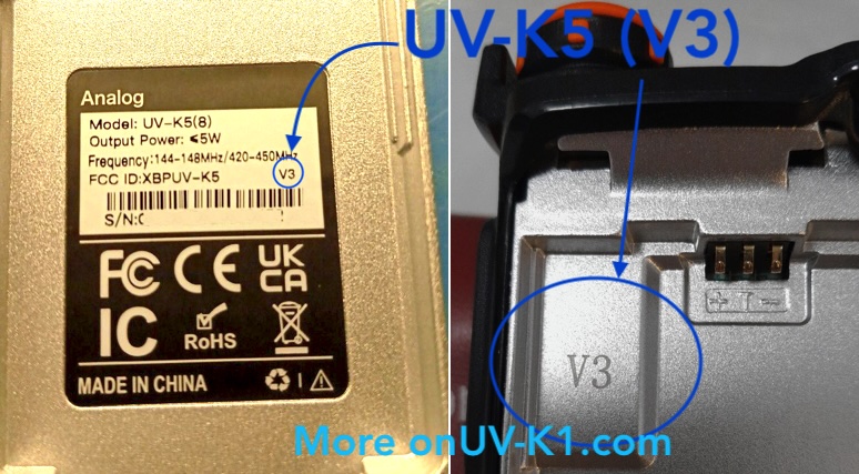 comment reconnaitre un UV-K5 V3 ? Comment savoir quel est la version de mon Quansheng UV-K5