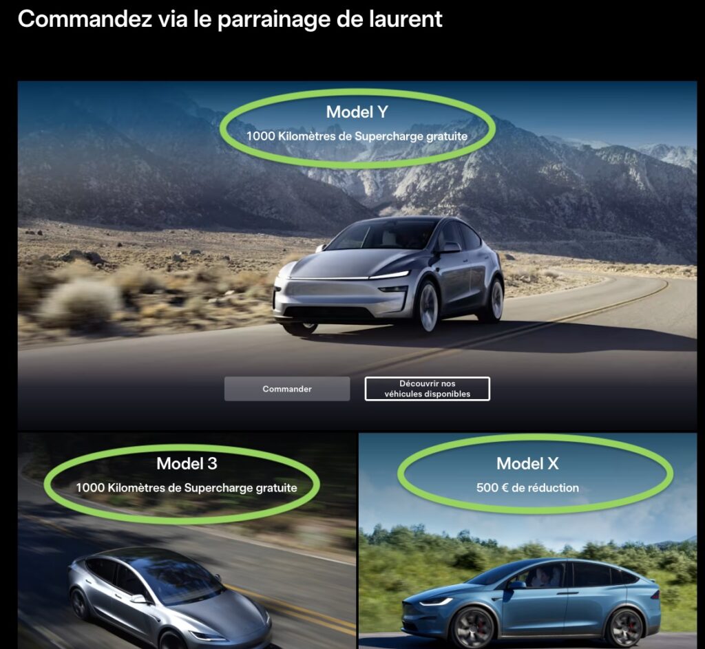 Code de parrainage promo Tesla km gratuit et réduction selon modele